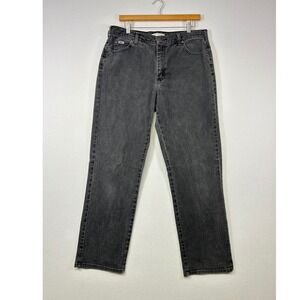 90s Grunge Lee Womens 12 Medium Black Relaxed Straight Leg Faded Denim Jeans